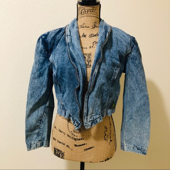 Too Cool For School Jackets & Blazers - Vintage Acid Wash Cropped Denim Jacket Size M